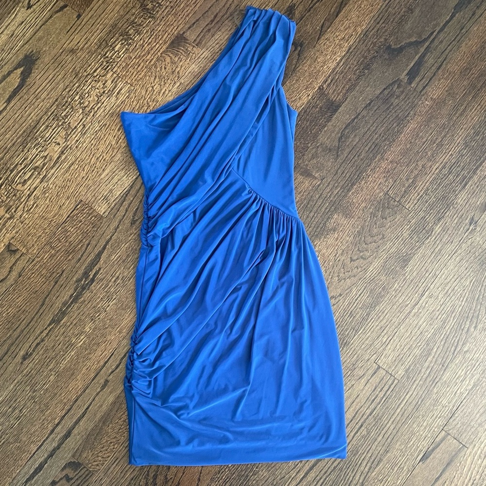 royal blue one shoulder dress